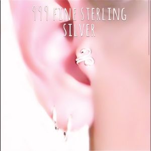 925 sterling silver ball end fake faux tragus earring clip on cartilage ear cuff